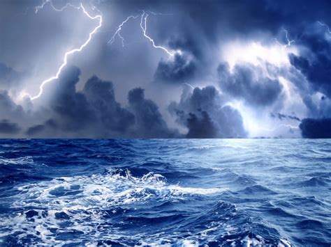 Lightning Storm In Ocean