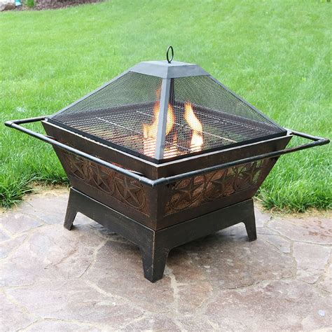 Sunnydaze Decor Northern Galaxy Steel Wood Fire Pit With Cooking Grate