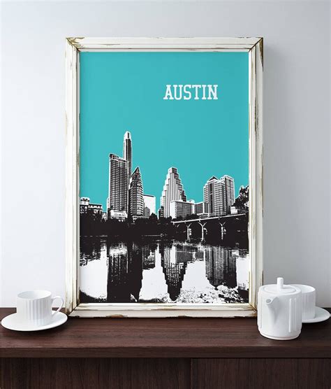 Austin Skyline Print Austin City Art Austin Texas Poster Etsy France