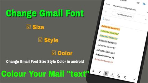 Change Gmail Font Size Style Color In Android Youtube