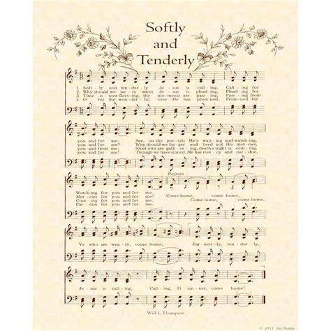 Softly And Tenderly 8 X 10 Antique Hymn Art Print Sheet Music Etsy