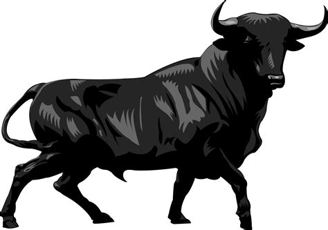 Charging Bull Wall Street Illustration Vector Painted Great Black Png