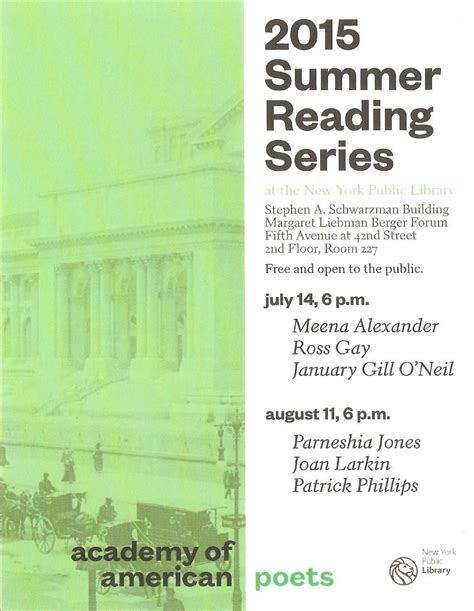 2015 Summer Reading Series Academy Of American Poets