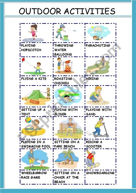 Outdoor Games And Activities English Esl Worksheets For Distance