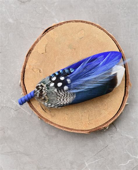 Royal Blue And Navy Blue Duck Feather Lapel Pin Feather Etsy