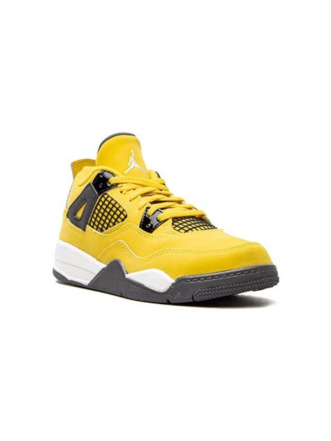 Jordan Kids Air 4 Retro Lightning Sneakers In Yellow Modesens