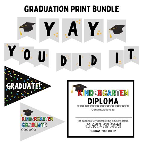 Graduation Printable Kindergarten Diploma Graduation Etsy Free 7