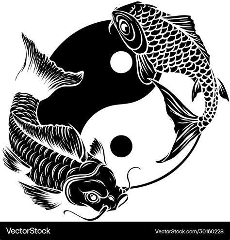 Ying Yang Symbol With Koi Fishes Royalty Free Vector Image
