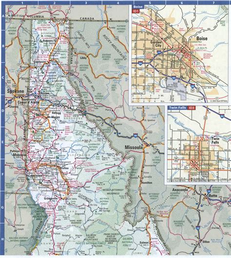 Map Of Idaho Free Highway Road Map Id With Cities Towns Counties