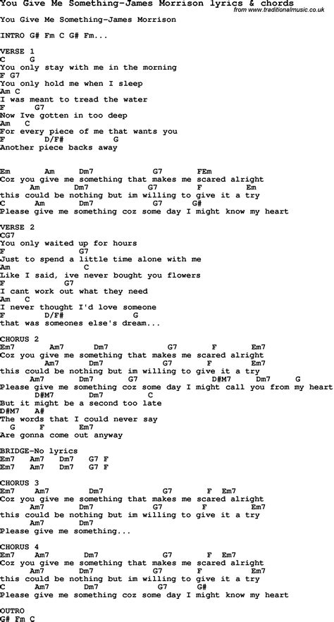 Love Song Lyrics For You Give Me Something James Morrison With Chords