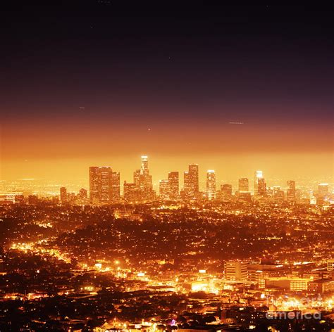 Los Angeles Skyline At Night Photograph By Konstantin Sutyagin
