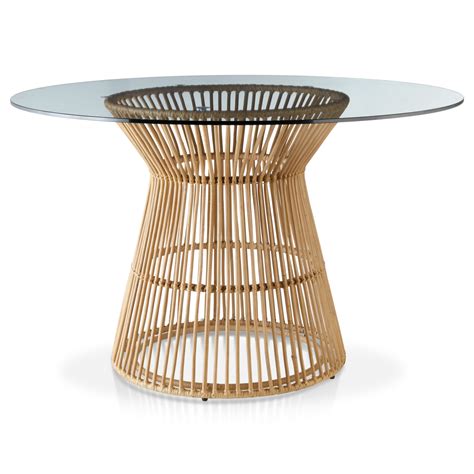 Round Glass And Rattan Dining Table Bouclair Canada