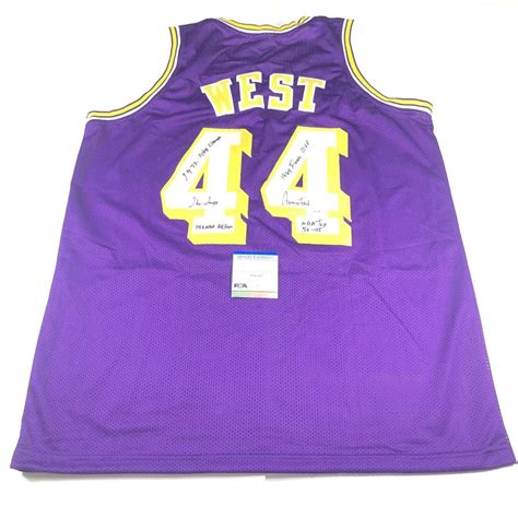 Jerry West Signed Jersey Psadna Los Angeles Lakers Autographed Stat