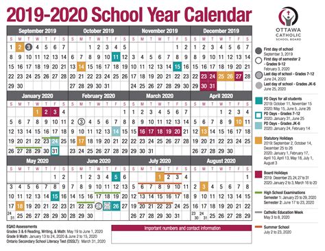 The quarterly planner features notes space beside each month. Catholic School Calendar 2020 | Free Printable Calendar