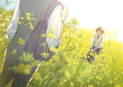 Anime Girl Yellow Flower Hd Wallpaper Peakpx