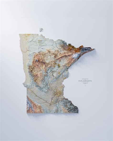 Minnesota Hipsometric Tint 2 Etsy In 2020 Relief Map Unique