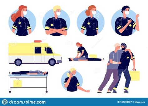 Emergency Help Paramedics Characters First Aid And Saving People