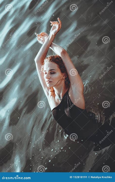 Young Beautiful Woman Standing In The Water Stock Image Image Of