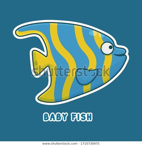 Blue Fish Cartoon Character Cute Animal Stock Vector Royalty Free
