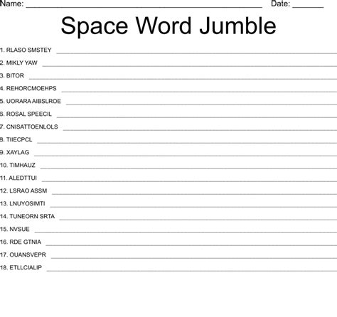 Space Word Jumble Word Scramble Wordmint