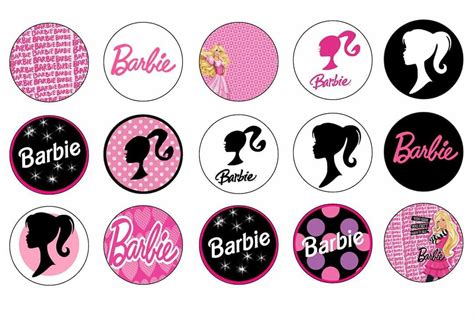 Barbie Birthday Party Cupcake Toppers With Pink And Black Silhouettes