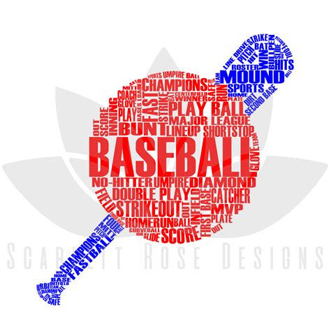 Baseball And Bat Word Cloud Art Svg Cut File Sports Svg Scarlett