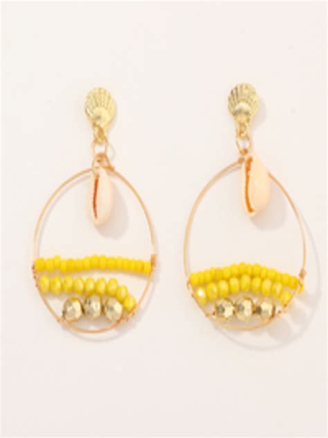 Buy Urbanic Gold Toned Yellow Circular Drop Earrings Earrings For