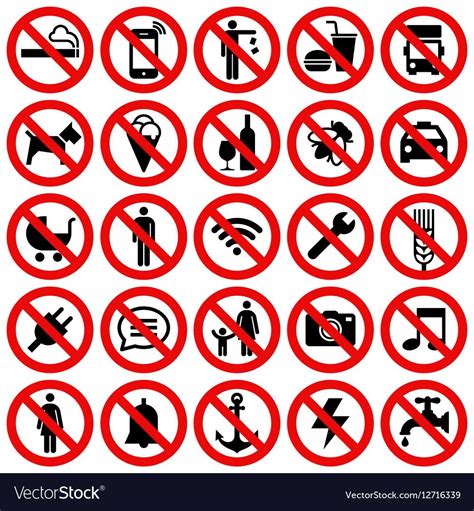 Set Of Prohibited No Stop Sign Royalty Free Vector Image Affiliate