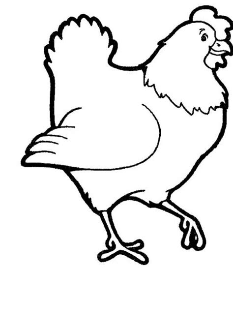 Printable coloring pages for kids and adults. Picture of Farm Animal Hen Coloring Page | Coloring Sky