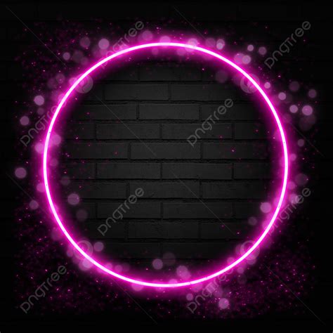 Abstract Pink Neon Frame On Brick Wall Background Neon Circle Brick