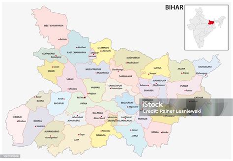 Administrative And Political Map Of Indian State Of Bihar India Stock