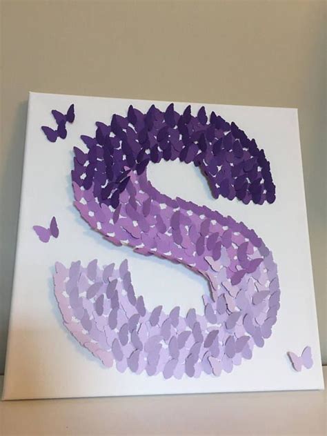 3d Butterfly Wall Art Purple Ombre Alphabet Letter Nursery Art