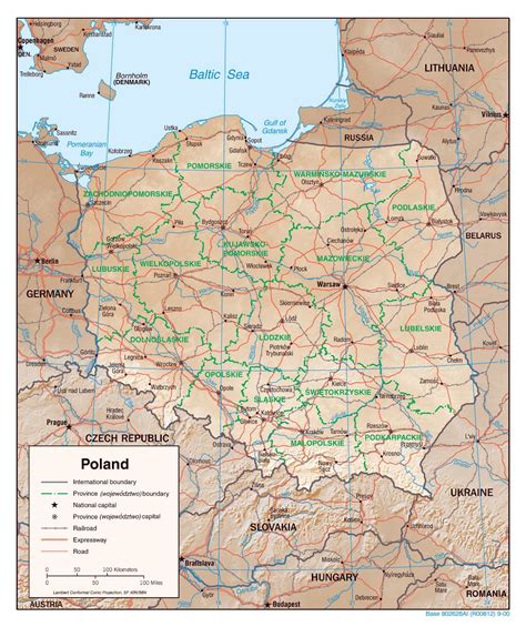 Large Detailed Political And Administrative Map Of Poland With Relief