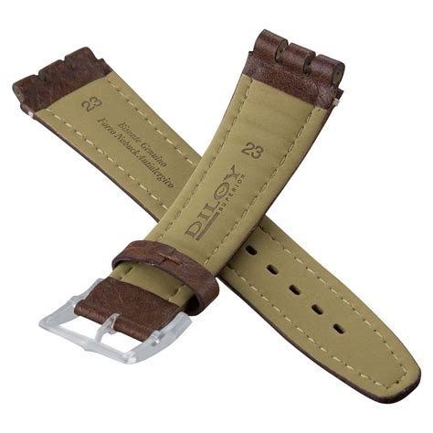 Diloy Genuine Textured Bison Leather Watch Strap For Swatch Irony
