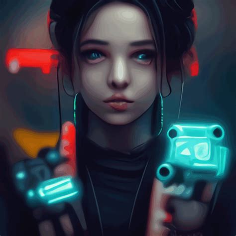 Cyberpunk Girl Holding Gun Collection Opensea