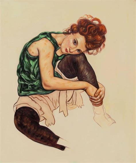 Egon Schiele Tseated Woman With Legs Drawn Up Oil Painting On Canvas