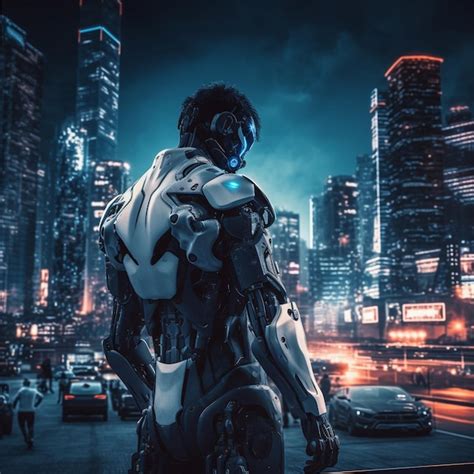 Premium Ai Image Portrait Of A Scifi Cyberpunk Man