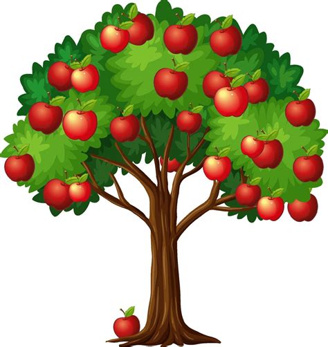 Many Red Apples On A Tree Isolated On White Background 2306324 Vector