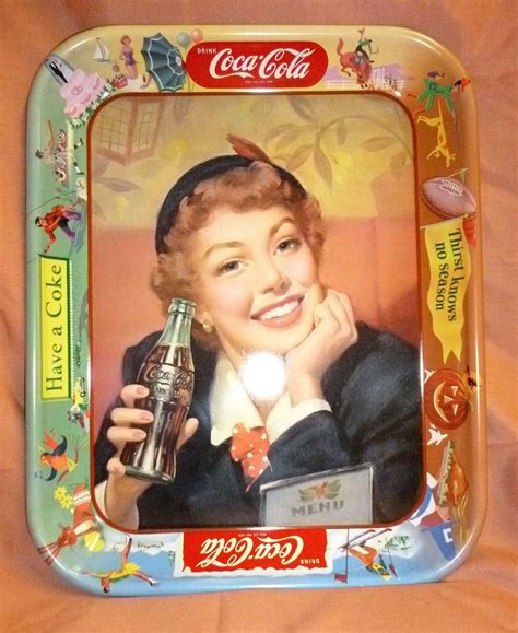Vintage 1950s MENU GIRL COKE COCA COLA Serving Tray Thirst Knows No