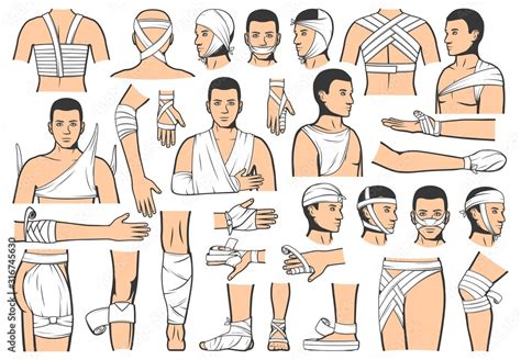 Trauma Bandaging Technique First Aid Medical Emergency Vector People