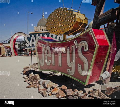 old neon signs with retro construction designs are displayed at neon boneyard museum las vegas