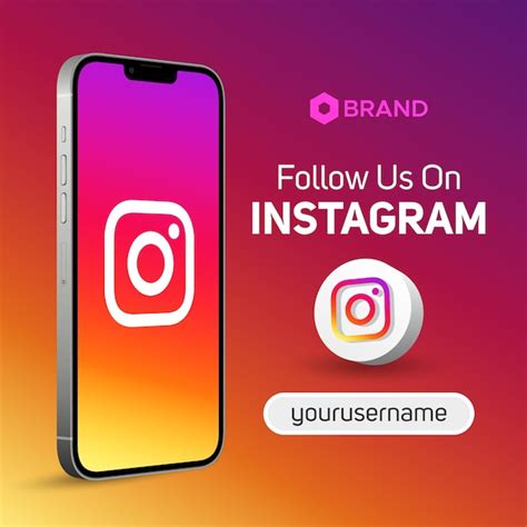 Premium Vector Follow Us On Instagram 3d Illustration Logo Username