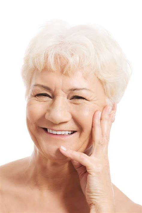 Portrait Of Nude Old Woman Head And Shoulders Stock Image Image Of