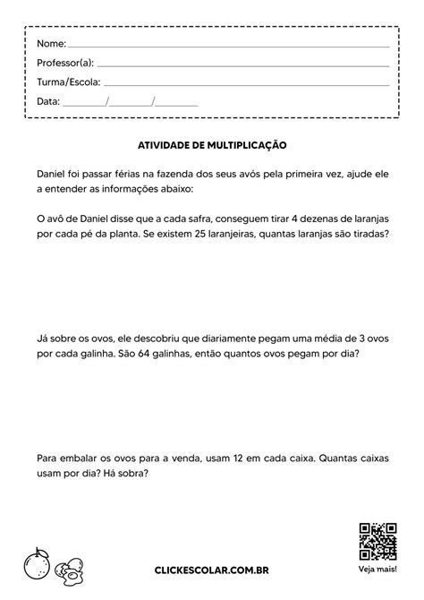 Prova Real Da Multiplicação E Divisão 4 Ano
