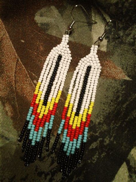 native american beaded feather earrings native american beading beaded bead indian