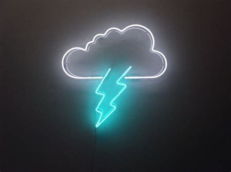 New Cloud Lightning Bolt Neon Art Sign Handmade Visual