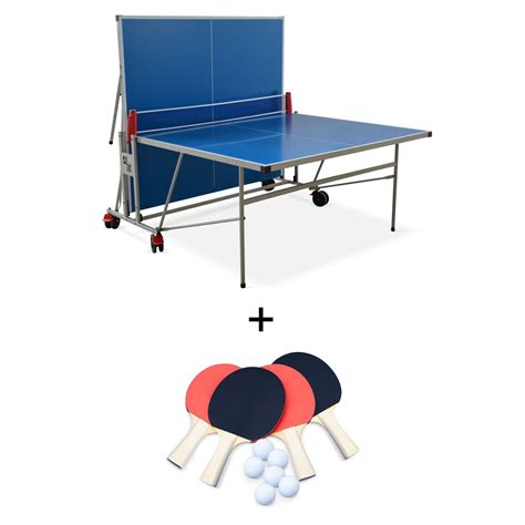 Table De Ping Pong Outdoor Bleue Table Pliable Avec 4 Raquettes Et 6 Balles Pour Utilisation