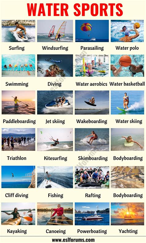 Los deportes en inglés, son muy parecidos a su nombre en español, pero cabe decir que son muy relevantes en todo el ambito deportivo conocerlos tan bien como en el español en inglés. Water Sports | List of 30+ Incredibly Awesome Water Sports ...