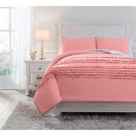 Signature Design By Ashley Bedding Sets Full Avaleigh Pinkwhitegray