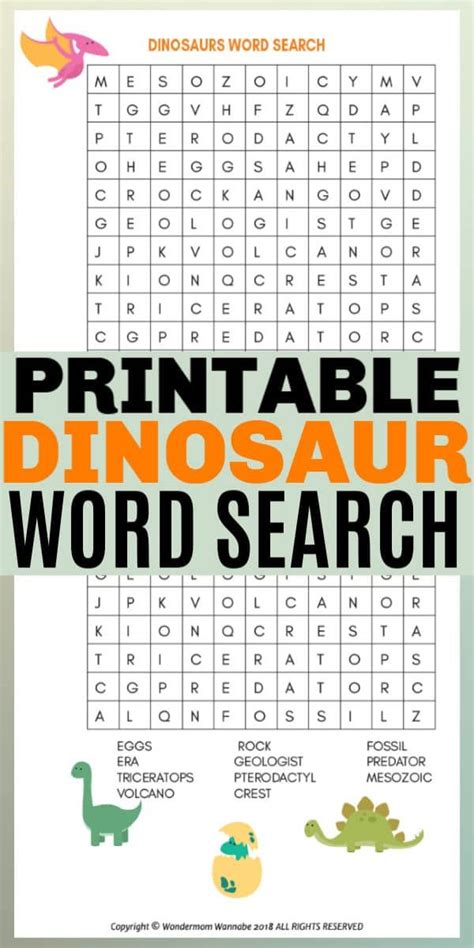 This Free Printable Dinosaur Word Search For Kids Is Fun And Perfect